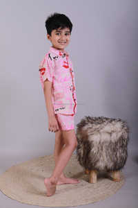 Conjunto de ropa de algodón de primera calidad para niños, camisa informal rosa de manga corta con patrón sólido para niños de 1 a 12 años, el mejor precio - Product Image 3