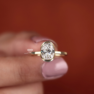 Bague de fiançailles solitaire ovale en or 14 carats sertie de diamants, bijoux de mariée minimalistes, vente en gros, fabricant et fournisseur sur mesure - Product Image 6