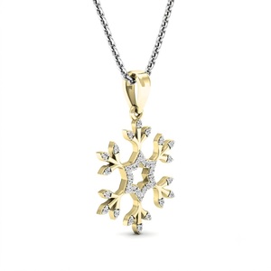 Pendentif en forme de flocon de neige pour femme, plaqué or jaune 18 carats, serti pavé, romantique, en moissanite - Product Image 5