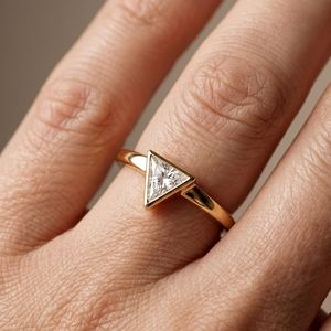 Modern 0.50CT Triangle Cut Diamond <b>Thick</b> Band <b>Ring</b> Lab Grown 14K Solid Gold Women's Fine Jewelry For Wedding Occasion - Product Image 1