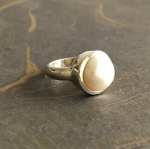 7.8 Grams Dainty Pearl Gemstone <b>Silver</b> <b>Statement</b> <b>Ring</b> 925 Sterling <b>Silver</b> Jewelry For Every Occasions - Product Image 3
