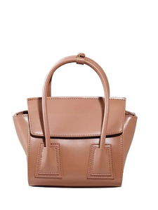 Minimalist Women's Genuine Leather Handbag <b>Square</b> Shape Flap Closure Round Handle Daily Use Durable 1-1.9L Capacity - Product Image 1