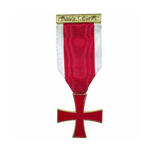 Medalla de Regalia Masónica del Capitán General de los Caballeros Templarios, Chapada en Oro y Plata, con Cinta, Joya para Oficiales - Product Image 3