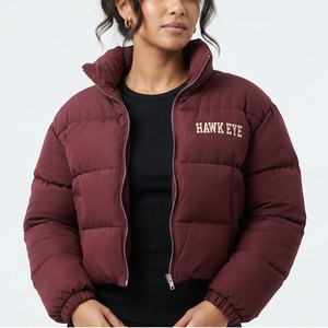 Chaqueta Corta Acolchada para Mujer, Abrigo Casual de Invierno, Corte Holgado, Cuello Alto, Diseño Personalizado - Product Image 4