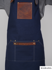 High Quality Custom Unisex Comfortable <b>Leather</b> Strap Washed Cotton Canvas <b>Tool</b> <b>Work</b> Kitchen Cooking Baking Chef Aprons - Product Image 4