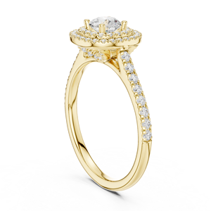 Anillo de Diamante Cultivado en Laboratorio SHREERAJ SOLITAIRE, Oro de 14K/18K, Doble Halo, 0.50Ct, DEF VVS, Pavé, Chapado en Rodio, Anillo de Joyería Fina Elegante - Product Image 4