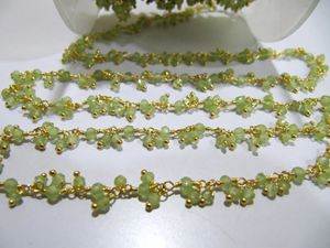 Genuine Peridot Rondelle Faceted 3mm beaded <b>Wire</b> Wrapped Cluster Dangling Chain Jewelry Making gemstone chain - Product Image 6