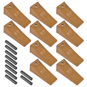 Confezione da 10 denti lunghi X156L per benna, 10 perni a rullo P156 in acciaio legato, denti per terreno adatti per miniescavatori e pale cingolate, per uso in scavo - Product Image 1