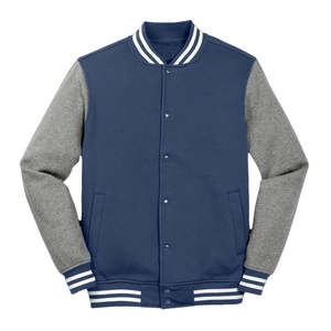 Veste de baseball pour homme de haute qualité, best-seller, en tissu de coton, col montant avec manches en cuir, prix abordable. - Product Image 1