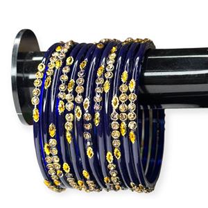 Bracelets tendance en perles bleues brillantes avec accents plaqués or pour les occasions de mariage, prix de gros - Product Image 1