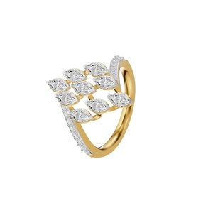 Anillo de Oro de 18K con Diamantes en Corte Marquesa, Joyería Nupcial de Dos Tonos para Regalo de Aniversario de Bodas - Product Image 3