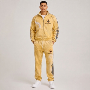 Breathable Men Sun Faded Tracksuit Soft Washed <b>Athletic</b> Set Comfort Fit Jacket And Jogger For Training Daily Casual Wear - Product Image 4