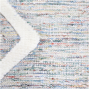 Tapis texturé personnalisé en laine bleu ivoire, à bords asymétriques, motif branches botaniques, écologique et antidérapant, tufté à la main, à poils épais - Product Image 2
