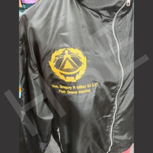 Veste coupe-vent maçonnique brodée sur mesure, veste noire légère à fermeture éclair intégrale avec logo personnalisé - Product Image 6