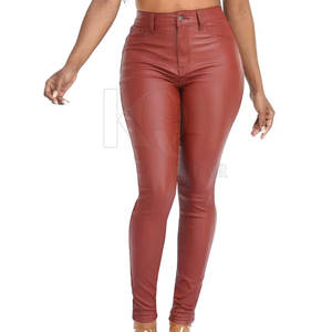 Pantalon en cuir poli pour femme, coupe ajustée, idéal pour le bureau et les tenues de soirée modernes - Product Image 4