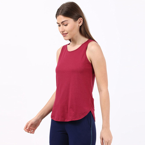 Women's <b>Red</b> Sleeveless Tank <b>Top</b> Solid Color O-Neck Knitted Casual Wear - Product Image 3