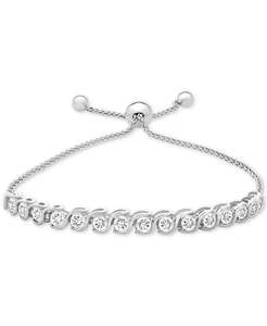 Bracciale Bolo in zaffiro bianco coltivato in laboratorio (3-7/8 ct. T. w.) in argento Sterling | Macacy's - Product Image 1