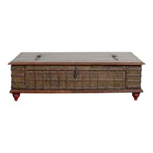 Antique Moroccan Wooden <b>Coffee</b> <b>Table</b> with <b>Lift</b> Top Storage Handcrafted Vintage Carved Trunk Chest Rustic Living Room Furniture - Product Image 1