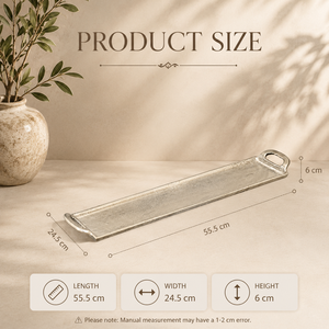 Bandeja Rectangular Larga de Aluminio Premium con Acabado Texturizado, Diseño de Doble Asa, Elegante Plato de Presentación para Fiestas - Product Image 2