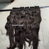 Rambut India Remy Alami Lurus Bergelombang Tanpa Proses, Lembut Nyaman, Kutikula Tertata Rapi, Mentah, Nandee House L79 100g Mesin