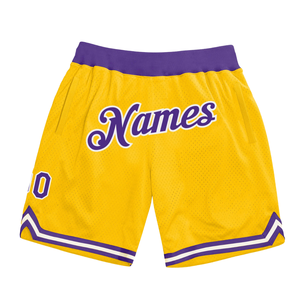 Pantalones Cortos de Baloncesto Sublimados en Amarillo y Morado para Hombre, Ropa Deportiva Transpirable de Poliéster, Pantalones Cortos para Juego en Equipo, Ropa para Competencia - Product Image 1