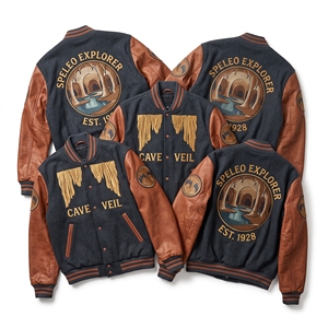 Wholesale Letterman Jacket <b>Maroon</b> Wool Varsity <b>Coat</b> Crystal Vault Gypsum Bloom Embroidery Cream Leather Sleeves Bomber Outerwear - Product Image 4