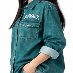 <b>Women</b> <b>Denim</b> Style Button Front <b>Long</b> Sleeves Chest Pockets Fold Collar Casual Fit Everyday Wear <b>Long</b> Sleeve <b>Denim</b> <b>Shirt</b> - Product Image 6