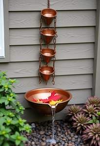 Cadena de lluvia de hierro de diseño minimalista para el flujo de agua de lluvia en exteriores, decoración para jardín y balcón - Product Image 4