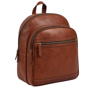 Premium New Style Brown Leather Look Tactical <b>Backpack</b> <b>Mini</b> Rucksack Zipper Front Pocket Travel Daypack Shoulder Bag - Product Image 4
