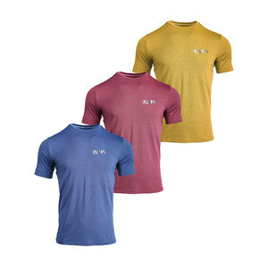 T-shirt de course 5K pour homme à manches courtes, col roulé, en coton tricoté, avec imprimé lettre sur le devant, coupe classique, respirant et séchage rapide - Product Image 6