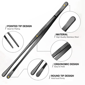 Juego de 4 Pinzas de Acero Inoxidable Aptas para Lavavajillas con Agarre Antideslizante, Utensilios de Cocina para Asar, Servir y Emplatar - Product Image 2