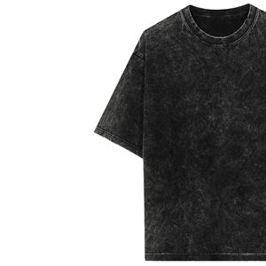 เสื้อยืดผู้ชายคอโอ แขนสั้น ผ้าฝ้ายถัก 100% ทรงโอเวอร์ไซส์ ลุควินเทจ ซักย้อมสีแบบแอซิดวอชและสโตนวอช เนื้อผ้าหนา ดีไซน์ทำเก่า - Product Image 3