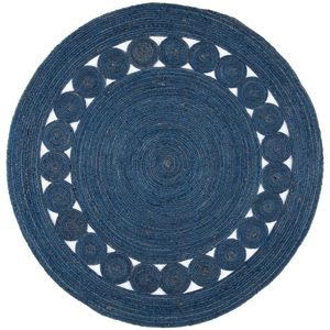 Alfombra Redonda de Yute Natural Hecha a Mano, Diseño Geométrico, Estilo Bohemio, Pelo Corto, Ecológica, Decoración para Sala de Estar - Product Image 5
