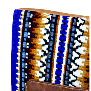 Manaal Enterprises - Silla de Montar Clásica Western con Forro de Lana y Patrón Geométrico, Ribete de Cuero Azul y Marrón, Modelo FELT PAD - Product Image 6