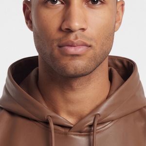 Chaleco de Cuero con Capucha para Hombre con Cremallera, Chaleco de Cuero Premium sin Mangas para Hombre, Sudadera con Capucha de Cuero sin Mangas OEM para Hombre - Product Image 5