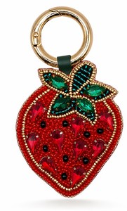 Rizir Fashion Porte-clés en verre plastique brodé fraise, breloque de sac faite main, accessoires mignons en peluche pour femmes et fêtes - Product Image 2