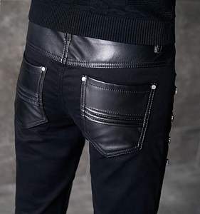 Pantalon de motard en cuir de vache véritable pour homme, coupe slim, style streetwear, club, moto, couleurs mélangées, élégant - Product Image 4
