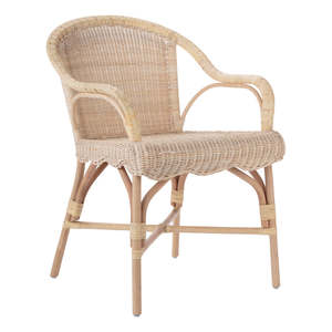 Natural Rattan <b>Armchair</b> Handwoven Wicker <b>Dining</b> Chair Comfortable Accent Seating For <b>Dining</b> Room Patio Cafe Hotel Furniture - Product Image 1