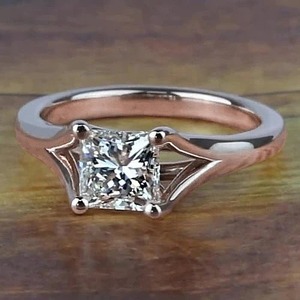 แหวนหมั้นเพชรแท้ทรงปรินเซสคัท 1 กะรัต ทองคำขาว 14K ดีไซน์แยกแหวน - Product Image 2
