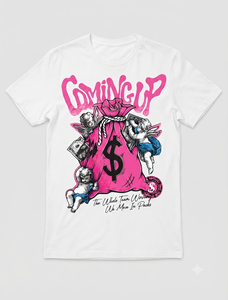 T-shirt Streetwear Homme Col Rond Manches Courtes Coupe Ample 100% Coton Jersey Respirant avec Imprimé Sac à Monnaie Rose sur le Devant - Product Image 1
