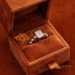 White Gold Polished Radiant <b>Solitaire</b> – Sleek Multi-Stone Station Detail Promise <b>Ring</b> - Product Image 5