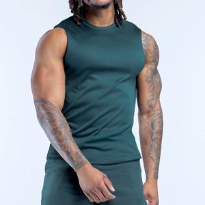 Camiseta sin mangas para hombre, modelo Green Racerback, de dos tonos, ligera, de tela elástica, para gimnasio y deporte, fabricada a medida. - Product Image 3