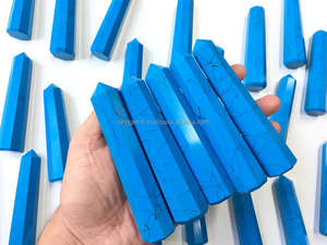 Torres de obelisco de Punta turquesa sintética de cristal a granel al por mayor, decoración del hogar de piedras preciosas con tallado de energía curativa de estilo amoroso - Product Image 2