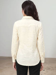 Camisetas de Mujer de Alta Calidad, Cuello Redondo, Manga Larga, Color Blanco, Tejido de Algodón Peinado, Estilo Casual - Product Image 2