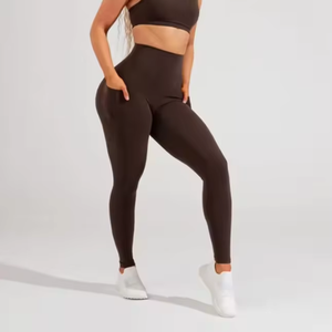 Legging de sport taille haute en maille sans couture pour femme avec poche, effet froncé aux fesses, idéal pour le yoga et la gym - Product Image 5