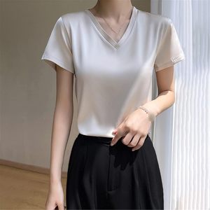 เสื้อเชิ้ตผู้หญิงแขนสั้นผ้าโพลีเอสเตอร์พิมพ์ลายดิจิทัลสีขาว ระบายอากาศได้ดี สวมใส่สบาย พร้อมผ้าซาติน - Product Image 1