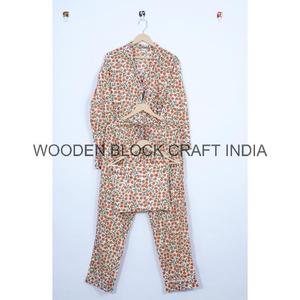 Conjunto de pijama floral para mujer, ropa de dormir de algodón, pantalones de pijama para mujer, camisa de manga larga, conjunto de pijama a juego. - Product Image 5