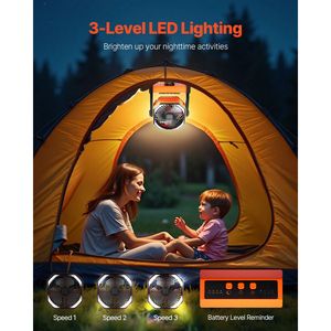 Ventilatore Portatile da Campeggio 10000mAh con Luce, 4 Velocità, 8 Pollici, Ricaricabile a Batteria, Oscillazione a 270 Gradi, per Esterni e Scrivania - Product Image 4
