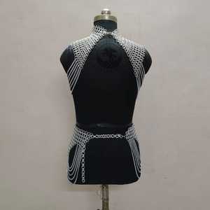 <b>Silver</b> Plated Stainless Steel Chainmail Top Skirt Irregular Fashion Armour <b>Wedding</b> <b>Dress</b> Jewelry Costume - Product Image 5
