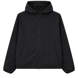 Chaqueta Cortavientos Ripstop para Hombre, Ligera, con Capucha y Puños Elásticos, Ropa Deportiva para Exteriores, Chaqueta de Moda en Negro - Product Image 1